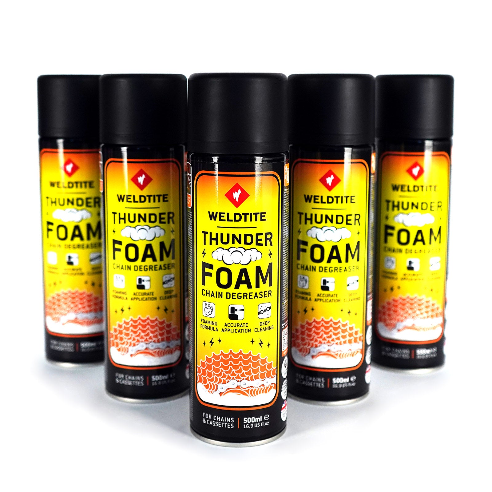 DEGRAISSANT VELO WELDTITE THUNDER FOAM CHAIN (AEROSOL 500ml DEGRAISSANT VELO WELDTITE THUNDER FOAM CHAIN (AEROSOL 500ml