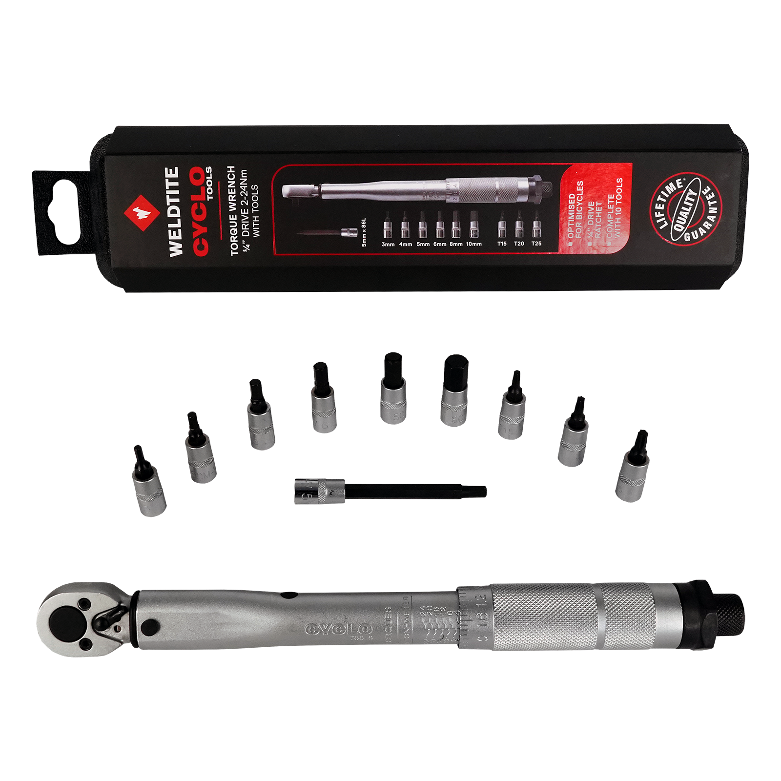 Torque Wrench 1/4” Drive 2-24Nm with Tools