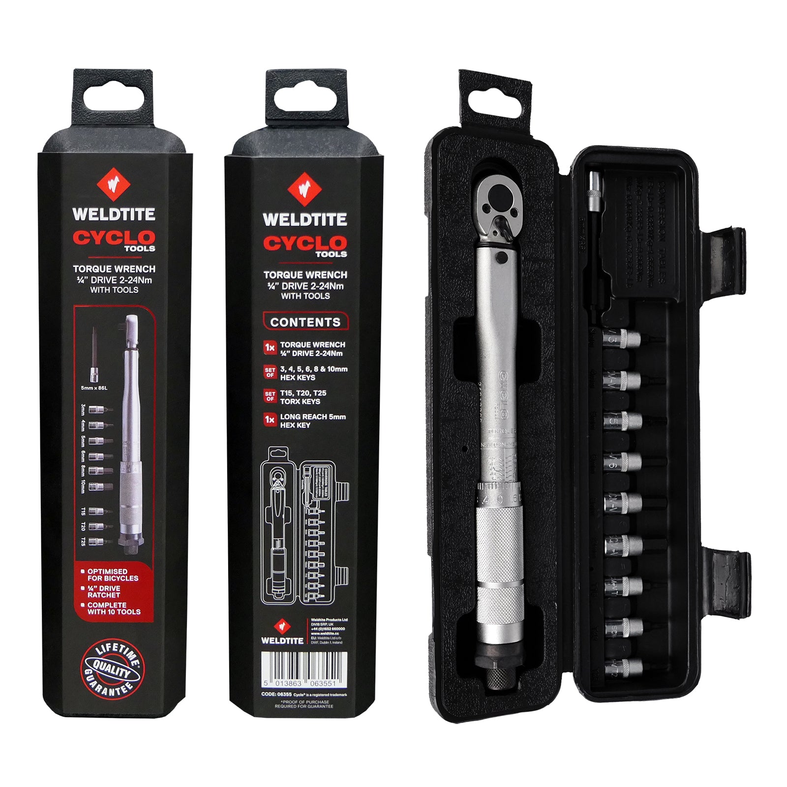 Torque Wrench 1/4” Drive 2-24Nm with Tools