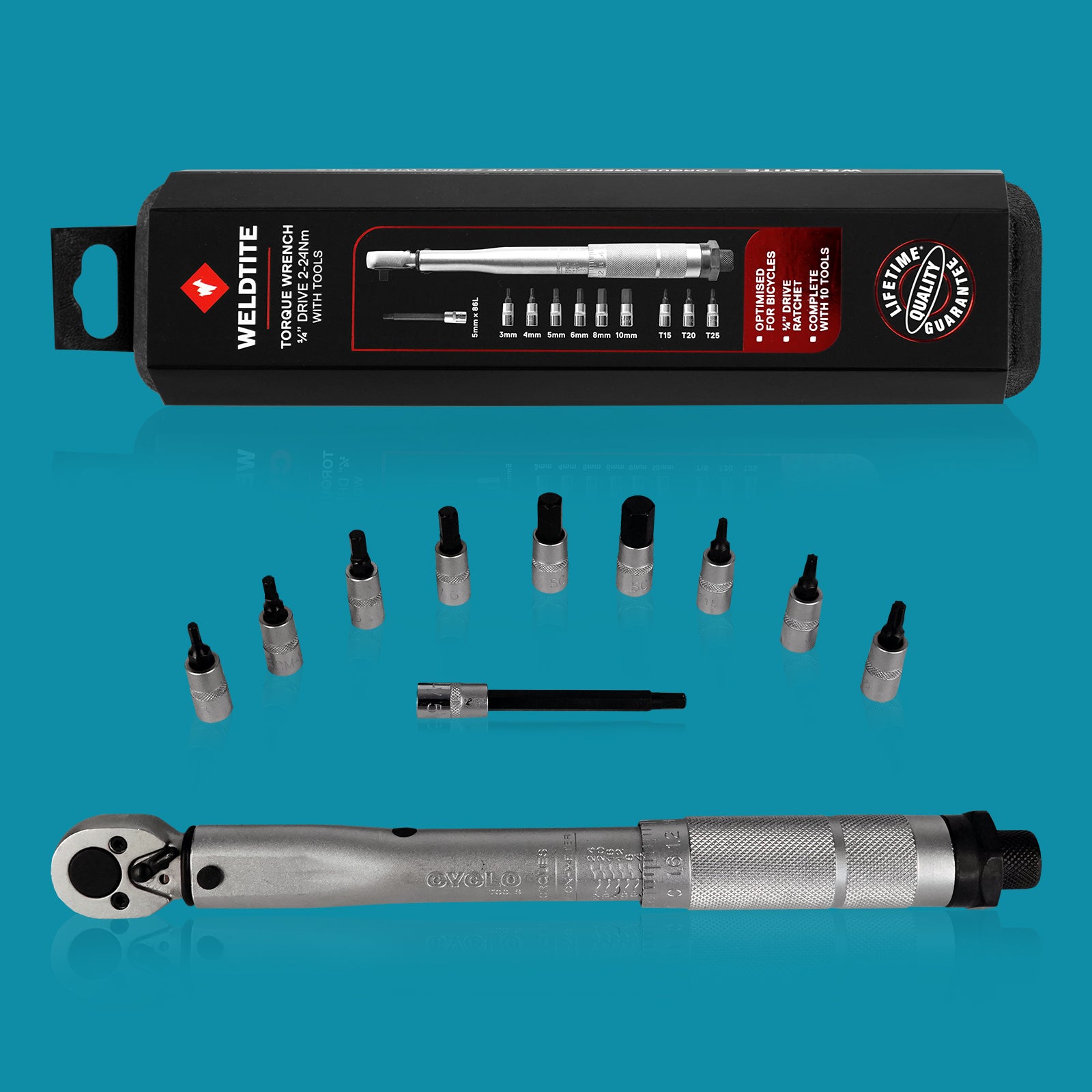Torque Wrench 1/4” Drive 2-24Nm with Tools